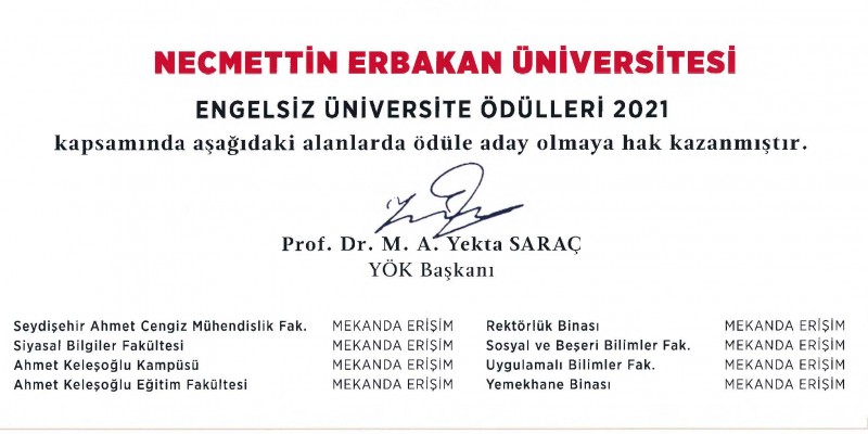 YÖK Engelsiz Üniversite 2021 Ödülleri