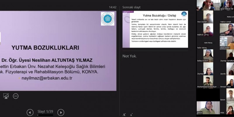 Dr. Öğr. Üyesi Ayşe Merve Tat moderatörlüğünde  “Nörolojik Hastalarda Hangi Durumlarda Disfajiden Şüphe Edelim?" konulu webinar 