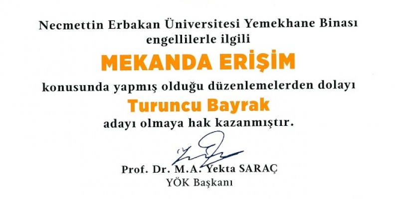 Üniversitemiz Yemekhaneleri TURUNCU BAYRAK adayı olmaya hak kazandı.