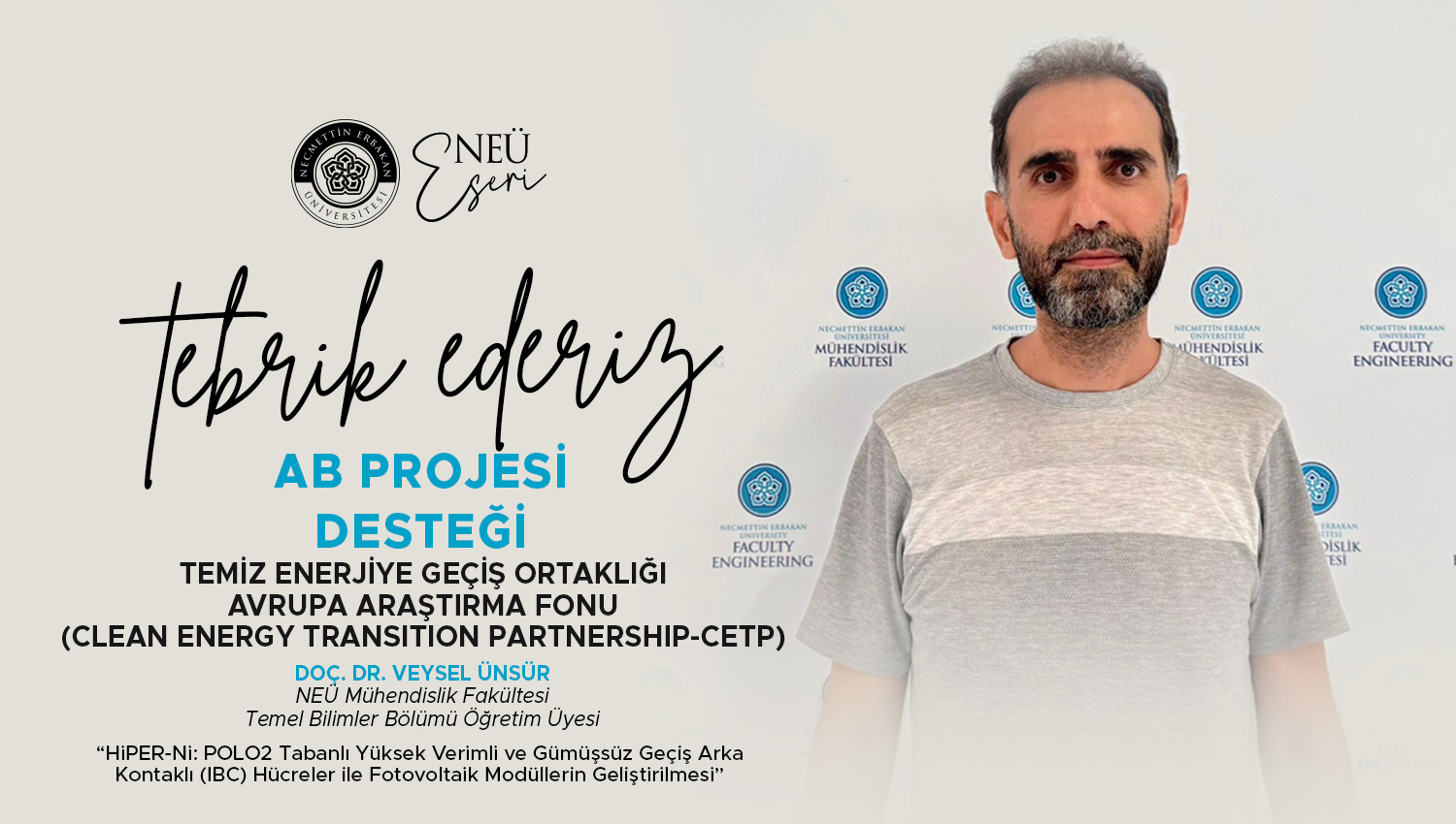 Öğretim Üyemiz Doç. Dr. Veysel Ünsür’ün Koordinatörlüğündeki Uluslararası Proje Avrupa’dan Tam Puan Aldı