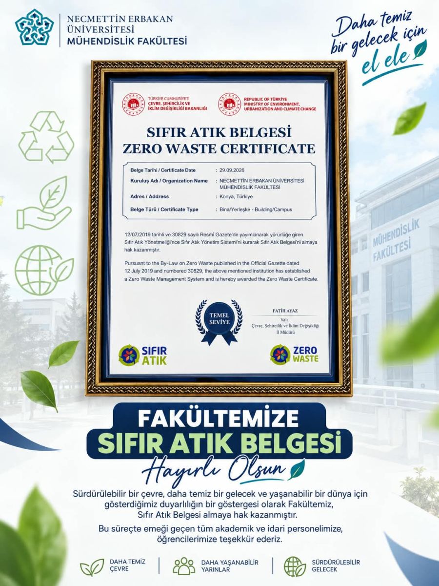 Fakültemiz Sıfır Atık Belgesi Almaya Hak Kazandı