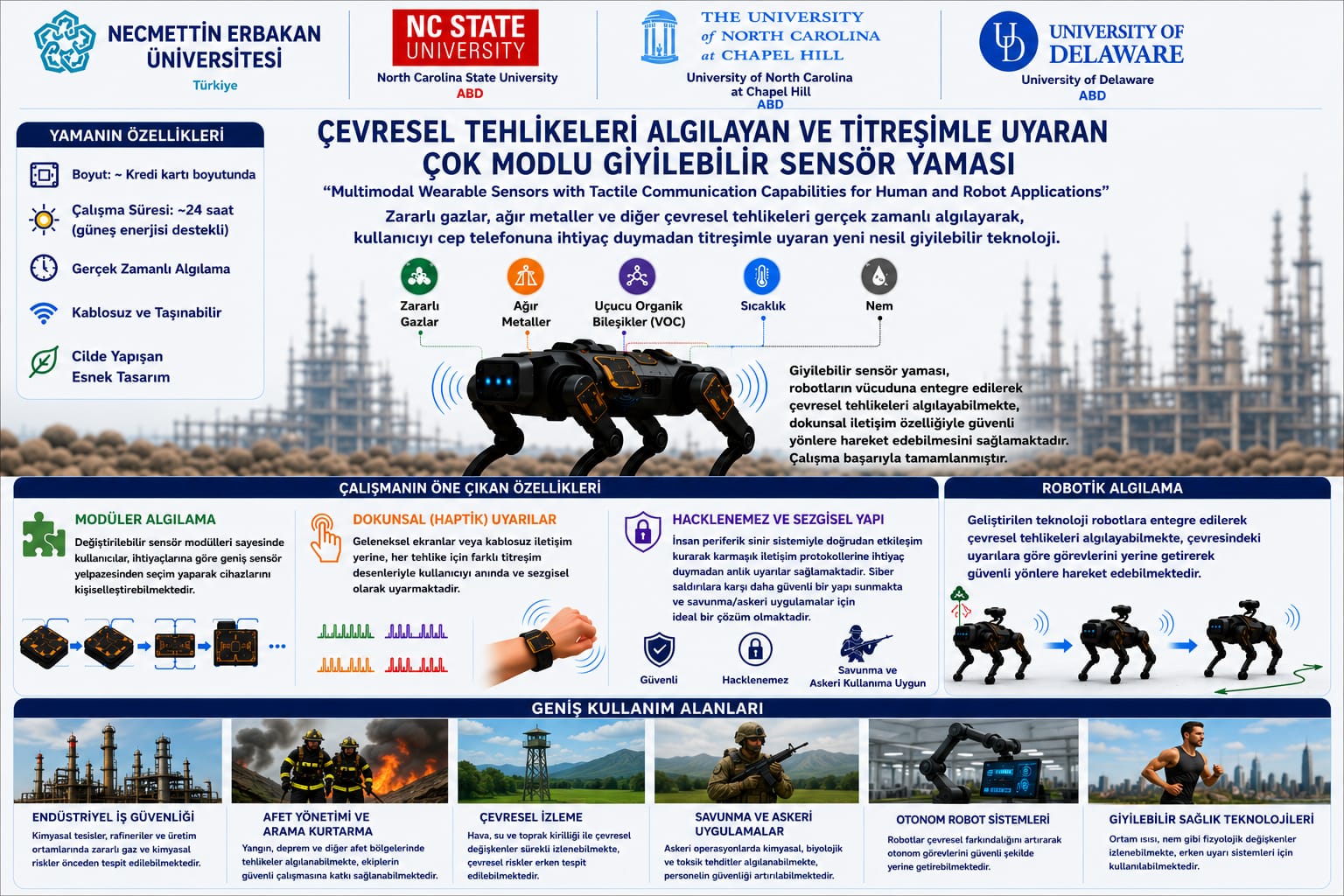 İnsan ve Robot Uygulamaları İçin Çevresel Tehlikeyi Bildiren Akıllı Yama Geliştirildi