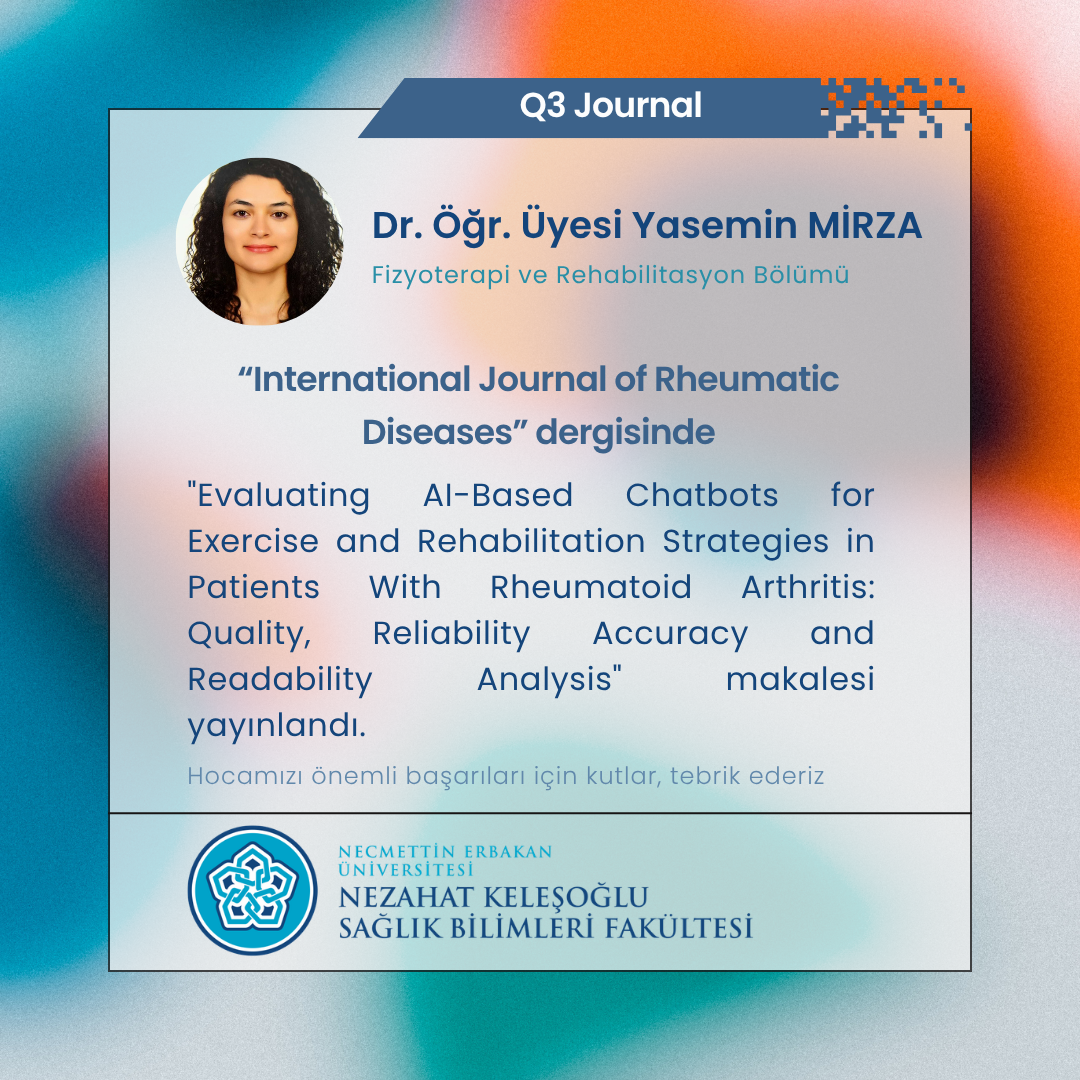 Dr. Öğr Üyesi Yasemin MİRZA’yı Tebrik Ederiz - 07.05.2026